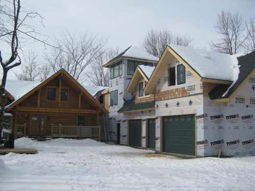 The garage is framed and roofed