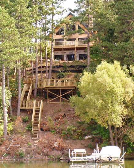 A full log constructed cabin on Yellow Lake near Danbury, WI