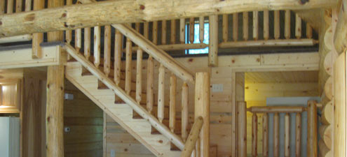 Log stairs