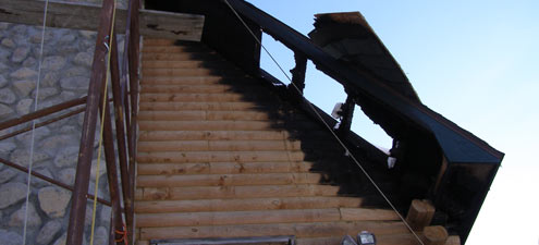 fire damaged log home repair